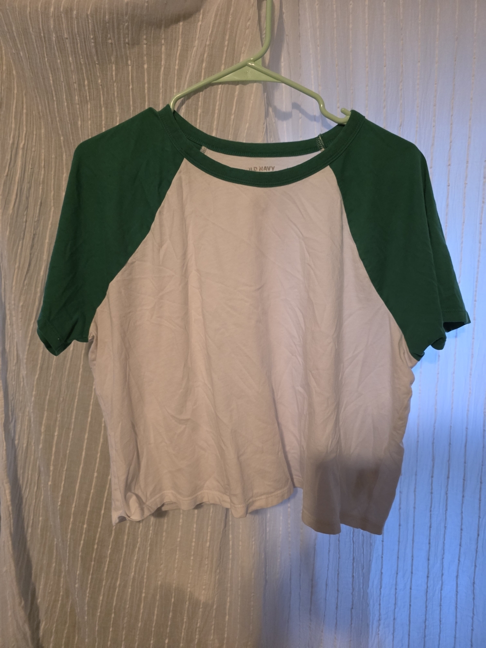 Old Navy White Tee with Green Trim